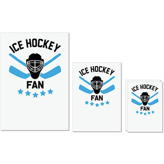                       UDNAG Untearable Waterproof Stickers 155GSM 'Hockey | Ice Hockey' A4 x 1pc, A5 x 1pc & A6 x 2pc                                              