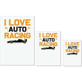                       UDNAG Untearable Waterproof Stickers 155GSM 'Racing | I love copy' A4 x 1pc, A5 x 1pc & A6 x 2pc                                              