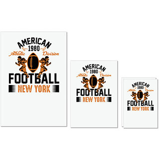                       UDNAG Untearable Waterproof Stickers 155GSM 'Football | American 1980' A4 x 1pc, A5 x 1pc & A6 x 2pc                                              