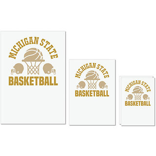                       UDNAG Untearable Waterproof Stickers 155GSM 'Basketball | Michigan' A4 x 1pc, A5 x 1pc & A6 x 2pc                                              