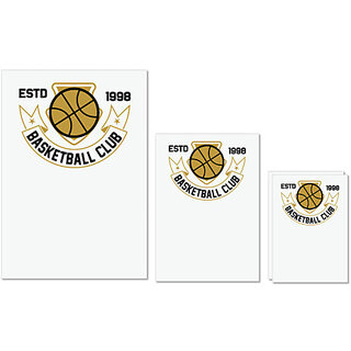                       UDNAG Untearable Waterproof Stickers 155GSM 'Basketball | Estd' A4 x 1pc, A5 x 1pc & A6 x 2pc                                              