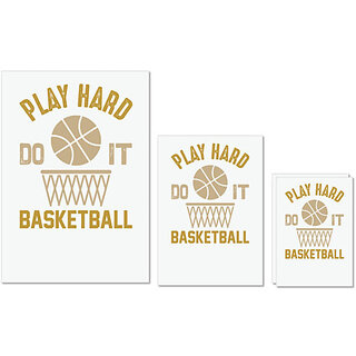                       UDNAG Untearable Waterproof Stickers 155GSM 'Basketball | Play hard' A4 x 1pc, A5 x 1pc & A6 x 2pc                                              