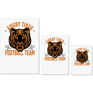                       UDNAG Untearable Waterproof Stickers 155GSM 'Football | Angry tiger' A4 x 1pc, A5 x 1pc & A6 x 2pc                                              