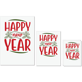                       UDNAG Untearable Waterproof Stickers 155GSM 'Christmas | Happy new year' A4 x 1pc, A5 x 1pc & A6 x 2pc                                              