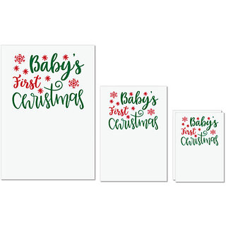                       UDNAG Untearable Waterproof Stickers 155GSM 'Christmas | babys first christmas' A4 x 1pc, A5 x 1pc & A6 x 2pc                                              