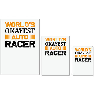                       UDNAG Untearable Waterproof Stickers 155GSM 'Racer | World's copy' A4 x 1pc, A5 x 1pc & A6 x 2pc                                              