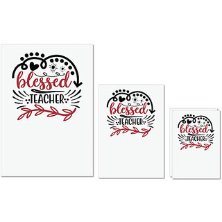                       UDNAG Untearable Waterproof Stickers 155GSM 'Teacher | blessed teacher' A4 x 1pc, A5 x 1pc & A6 x 2pc                                              