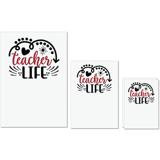                       UDNAG Untearable Waterproof Stickers 155GSM 'Teacher | teacher life' A4 x 1pc, A5 x 1pc & A6 x 2pc                                              