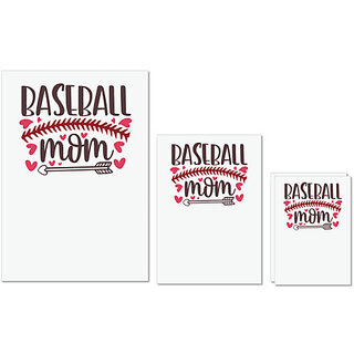                       UDNAG Untearable Waterproof Stickers 155GSM 'Mother | Baseball mom copy' A4 x 1pc, A5 x 1pc & A6 x 2pc                                              