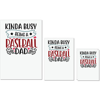                       UDNAG Untearable Waterproof Stickers 155GSM 'Father | kinda busy being a baseball dad' A4 x 1pc, A5 x 1pc & A6 x 2pc                                              