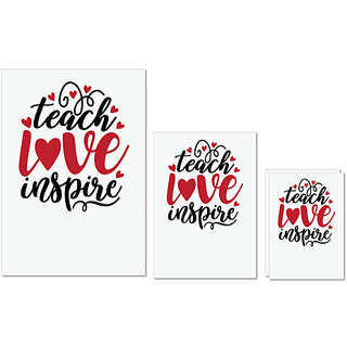                       UDNAG Untearable Waterproof Stickers 155GSM 'Teacher Student | teach love inspire_2' A4 x 1pc, A5 x 1pc & A6 x 2pc                                              
