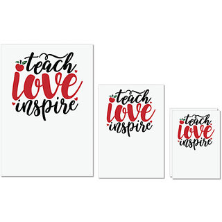                       UDNAG Untearable Waterproof Stickers 155GSM 'Teacher Student | teach love and inspire' A4 x 1pc, A5 x 1pc & A6 x 2pc                                              