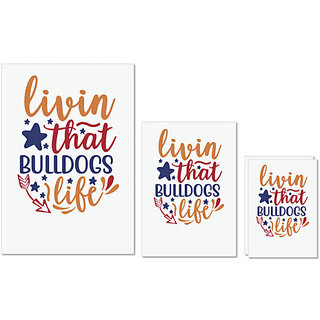                       UDNAG Untearable Waterproof Stickers 155GSM 'Dog | livin that bulldogs life' A4 x 1pc, A5 x 1pc & A6 x 2pc                                              