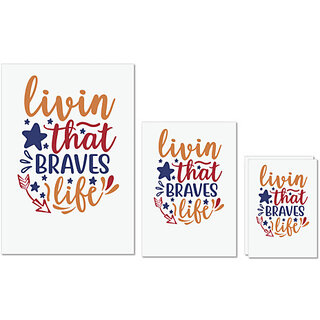                       UDNAG Untearable Waterproof Stickers 155GSM 'Braves | livin that braves life' A4 x 1pc, A5 x 1pc & A6 x 2pc                                              