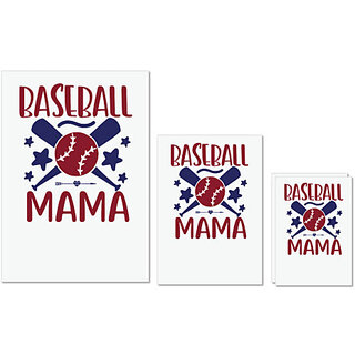                       UDNAG Untearable Waterproof Stickers 155GSM 'Baseball | Baseball mama' A4 x 1pc, A5 x 1pc & A6 x 2pc                                              