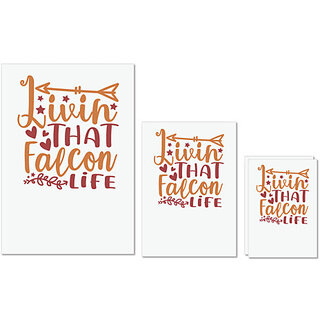                       UDNAG Untearable Waterproof Stickers 155GSM 'Falcon | linin that falcon life' A4 x 1pc, A5 x 1pc & A6 x 2pc                                              