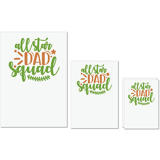                       UDNAG Untearable Waterproof Stickers 155GSM 'Father | all star dad squad' A4 x 1pc, A5 x 1pc & A6 x 2pc                                              