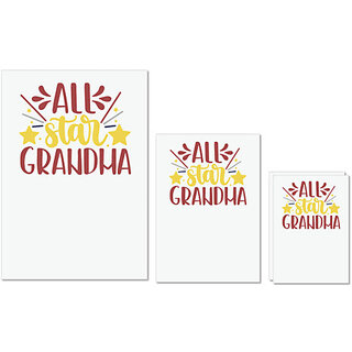                       UDNAG Untearable Waterproof Stickers 155GSM 'Grand Mother | all star grandma' A4 x 1pc, A5 x 1pc & A6 x 2pc                                              