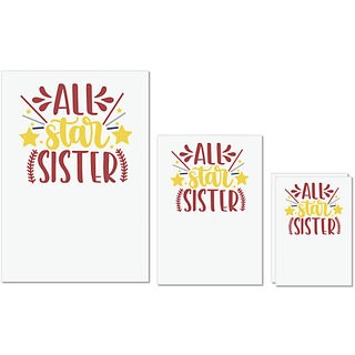                       UDNAG Untearable Waterproof Stickers 155GSM 'Sister | all star sister' A4 x 1pc, A5 x 1pc & A6 x 2pc                                              