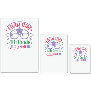                      UDNAG Untearable Waterproof Stickers 155GSM 'Teacher Student | Livin that 4th grade life' A4 x 1pc, A5 x 1pc & A6 x 2pc                                              