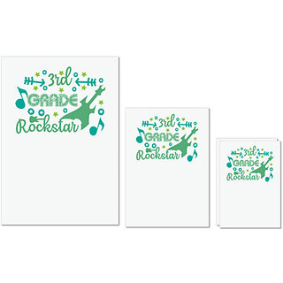                       UDNAG Untearable Waterproof Stickers 155GSM 'Teacher Student | 3rd grade rockstar' A4 x 1pc, A5 x 1pc & A6 x 2pc                                              