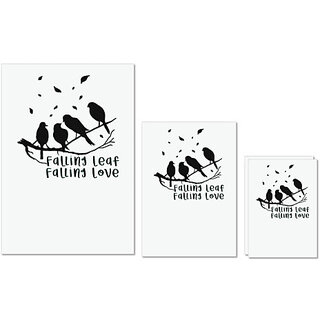                       UDNAG Untearable Waterproof Stickers 155GSM 'Love birds | Falling leaf falling love' A4 x 1pc, A5 x 1pc & A6 x 2pc                                              