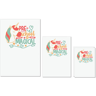                       UDNAG Untearable Waterproof Stickers 155GSM 'Teacher Student | pre-school is magical' A4 x 1pc, A5 x 1pc & A6 x 2pc                                              