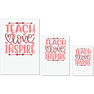                       UDNAG Untearable Waterproof Stickers 155GSM 'Teacher Student | Teach love inspire' A4 x 1pc, A5 x 1pc & A6 x 2pc                                              