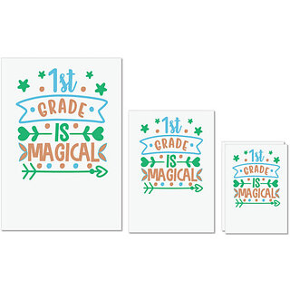                       UDNAG Untearable Waterproof Stickers 155GSM 'Teacher Student | 1st grade is' A4 x 1pc, A5 x 1pc & A6 x 2pc                                              