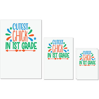                       UDNAG Untearable Waterproof Stickers 155GSM 'Teacher Student | cutest chick in 1st grade' A4 x 1pc, A5 x 1pc & A6 x 2pc                                              