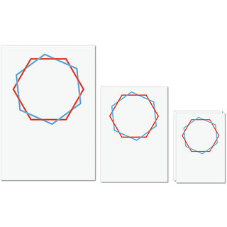 UDNAG Untearable Waterproof Stickers 155GSM 'Red blue hexagonal ring | Drawing' A4 x 1pc, A5 x 1pc & A6 x 2pc UDNAG Untearable Waterproof Stickers 155GSM 'Red blue hexagonal ring | Drawing' A4 x 1pc, A5 x 1pc & A6 x 2pc