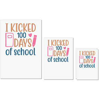                       UDNAG Untearable Waterproof Stickers 155GSM 'Teacher Student | i kicked 100' A4 x 1pc, A5 x 1pc & A6 x 2pc                                              