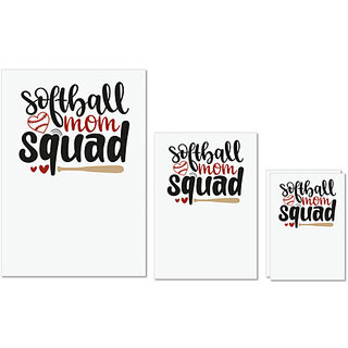                       UDNAG Untearable Waterproof Stickers 155GSM 'Mother | Softball Mom Squad' A4 x 1pc, A5 x 1pc & A6 x 2pc                                              