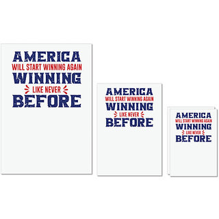                       UDNAG Untearable Waterproof Stickers 155GSM 'Winning | Donalt Trump' A4 x 1pc, A5 x 1pc & A6 x 2pc                                              