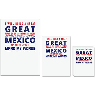                       UDNAG Untearable Waterproof Stickers 155GSM 'Mexico | Donalt Trump' A4 x 1pc, A5 x 1pc & A6 x 2pc                                              
