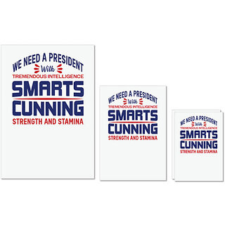                       UDNAG Untearable Waterproof Stickers 155GSM 'Smarts cunning | Donalt Trump' A4 x 1pc, A5 x 1pc & A6 x 2pc                                              