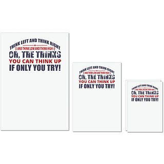                       UDNAG Untearable Waterproof Stickers 155GSM 'You can think up if only you try | Dr. Seuss' A4 x 1pc, A5 x 1pc & A6 x 2pc                                              