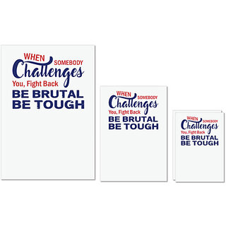                       UDNAG Untearable Waterproof Stickers 155GSM 'Challenges be brutal be tough | Donalt Trump' A4 x 1pc, A5 x 1pc & A6 x 2pc                                              