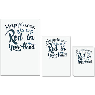                       UDNAG Untearable Waterproof Stickers 155GSM 'Fishing | Happiness is a rod' A4 x 1pc, A5 x 1pc & A6 x 2pc                                              