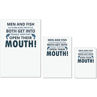                       UDNAG Untearable Waterproof Stickers 155GSM 'Fishing | Men & Fish' A4 x 1pc, A5 x 1pc & A6 x 2pc                                              