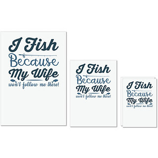                       UDNAG Untearable Waterproof Stickers 155GSM 'Fishing | I fish because' A4 x 1pc, A5 x 1pc & A6 x 2pc                                              