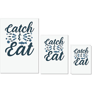                       UDNAG Untearable Waterproof Stickers 155GSM 'Fishing | Catch & Eat' A4 x 1pc, A5 x 1pc & A6 x 2pc                                              