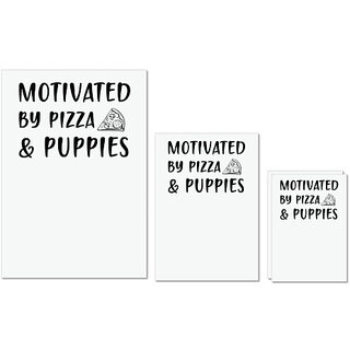                       UDNAG Untearable Waterproof Stickers 155GSM 'Dogs | Motivated by pizzas and puppies' A4 x 1pc, A5 x 1pc & A6 x 2pc                                              