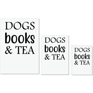                       UDNAG Untearable Waterproof Stickers 155GSM 'Dogs | Dog Book and tea' A4 x 1pc, A5 x 1pc & A6 x 2pc                                              