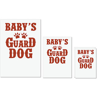                       UDNAG Untearable Waterproof Stickers 155GSM 'Dogs | Baby's guard dog' A4 x 1pc, A5 x 1pc & A6 x 2pc                                              