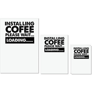                       UDNAG Untearable Waterproof Stickers 155GSM 'Coffee | installing cofee please wait' A4 x 1pc, A5 x 1pc & A6 x 2pc                                              