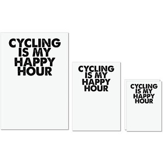                       UDNAG Untearable Waterproof Stickers 155GSM 'Cycling | cycling is my happy hour' A4 x 1pc, A5 x 1pc & A6 x 2pc                                              