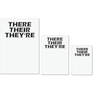                       UDNAG Untearable Waterproof Stickers 155GSM '| there their they're' A4 x 1pc, A5 x 1pc & A6 x 2pc                                              