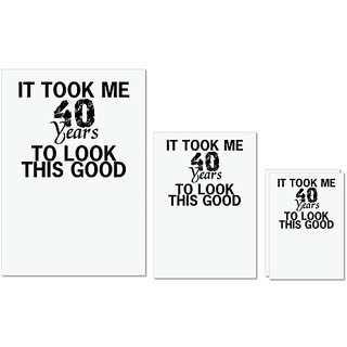                       UDNAG Untearable Waterproof Stickers 155GSM 'Look | it took me 40 years' A4 x 1pc, A5 x 1pc & A6 x 2pc                                              