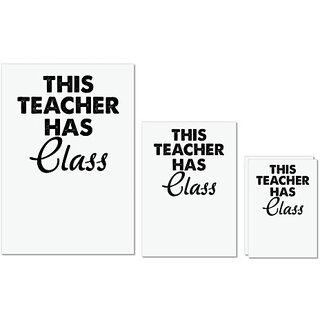                       UDNAG Untearable Waterproof Stickers 155GSM 'Teacher | this teacher hass class' A4 x 1pc, A5 x 1pc & A6 x 2pc                                              